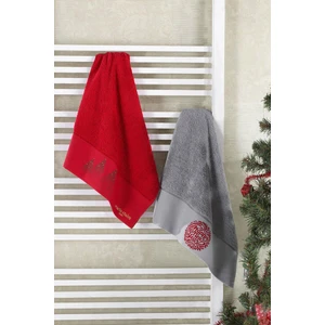 Marie Claire Export Havlu Chrıs 100% Pamuk 50X90 2 Li Set Grı/kırmızı