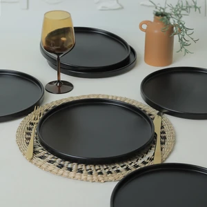 Mat Siyah Stackable Servis Tabağı 27 cm 6 Adet 956