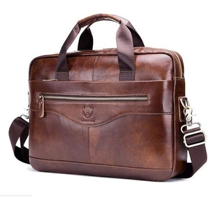 Bullcaptain% 100 Deri Erkekler Business Vintage Dizüstü Çantası Evrak Çantası Çanta Seyahat Omuz Çantası Messenger Çantası (Kahverengi) (Yurt Dışından)