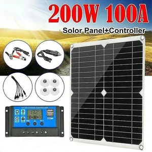 Güneş Paneli Kiti 200W 60A 12V Akü Şarj Regülatörü Karavan Tekne Dış Mekan, (Yurt Dışından)