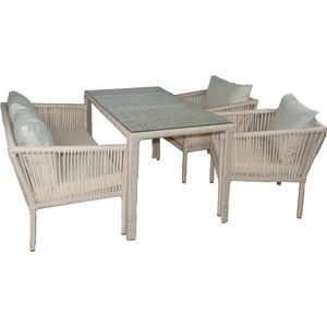 Berlin 2+1+1 Rattan Bahçe Balkon Yemek Takımı Kum Rengi