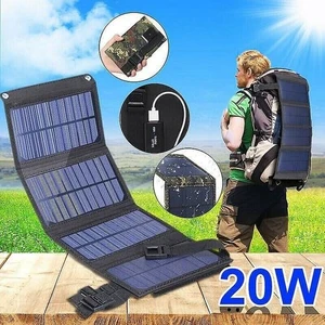 20 W USB Katlanabilir Güneş Paneli Esnek Küçük Su Geçirmez 5 V Katlanır Güneş Panelleri Akıllı Telefon Şarj Cihazı (Siyah) (Yurt Dışından)