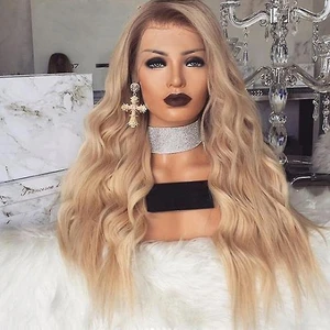 Kadınlar Uzun Sarışın Sentetik Peruk Kıvırcık Dalgalı Saç Moda Peruk (Yurt Dışından)
