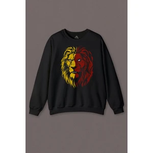 So Cool Aslan Kafası Sarı Kırmızı Yeleli  Baskılı Sweatshirt