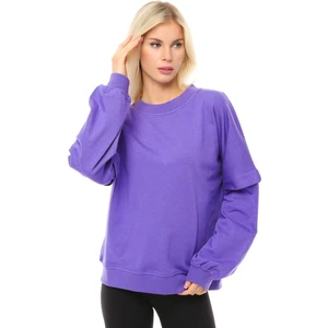 Kadın Oversize Sweat Kol Detaylı Mor