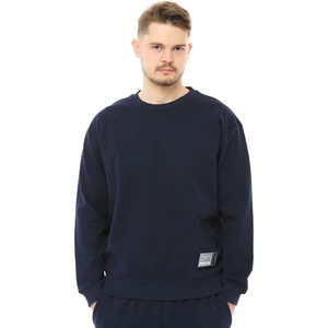 Erkek Bisiklet Yaka Etiket Detaylı Regular Fit Sweatshirt Lacivert