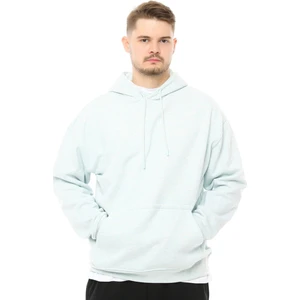 Erkek Kapüşonlu Şardonlu Oversize Basic Sweatshirt Mavi Melanj