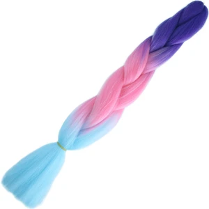 Afrika Örgülük Ombreli Sentetik Saç 100 Gr. - Mor / Açık Pembe / Açık Mavi
