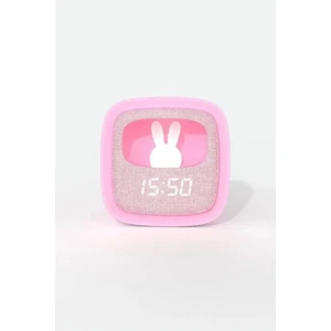 Şeker Pembe Tavşan Masaüstü Saati ve Gece Lambası