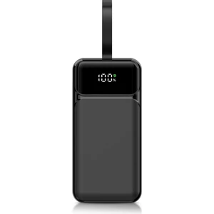 Siyah Powerbank 10.000 Mah Hızlı Şarj Destekli LED Işıklı Gösterge 3in1