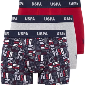 U.S. Polo Assn. Erkek Gri Melanj-Bordo-Baskılı 3'lü Boxer 80509