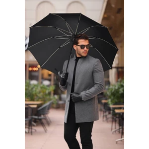 Erkek Siyah slim Fit Kaşe Kaban Yeni Sezon