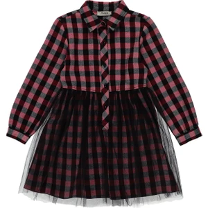 Kız Çocuk Ekose Desenli Elbise