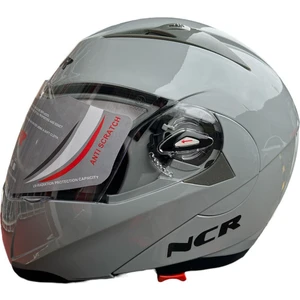 Motosiklet Ncr Çene Açılır Vizörlü Parlak Gri Kask