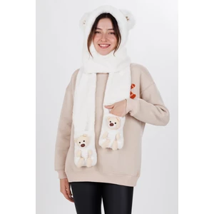 Sevimli Ayı Bere Atkı Beyaz