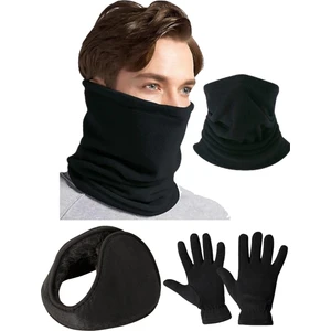 Belifanti Collection Polar Boyunluk Polar Kulaklık Polar Eldiven Siyah Set Renk Siyah