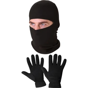 Belifanti Collection Termal Siyah Unisex Kar Maskesi Polar Eldiven Set Renk Siyah