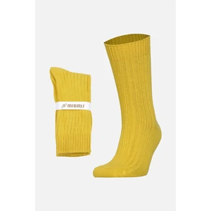 Pamuklu Bio Cotton Kışlık Sarı Soket Çorap M-3093A-S