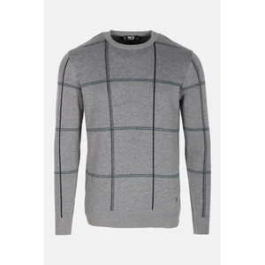 Erkek Triko Grimelanj Bisiklet Yaka Desenli Slim Fit Pamuklu Kazak Ncs 3744