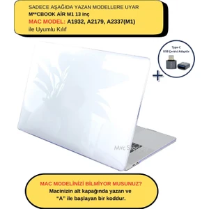 Macbook Air M1 Kılıf 13inç Kristal Parlak A2337 A2179 A1932 ile Uyumlu