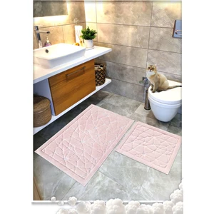 Cotton Crafty %100 Pamuk Dokuma Banyo Paspas Seti, Banyo Halısı-CAM- 60X100 cm - 60X50 cm