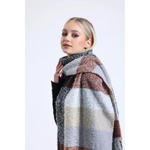 Saria Moda Kare Desen Kadın Omuz Şalı 45x200