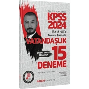 İndeks Akademi Yayıncılık 2024 KPSS  Vatandaşlık 15 Deneme