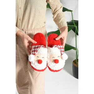 Noel Baba Figürlü Pofuduk Ev Terliği Yılbaşı Özel Tasarım Ev Terliği Kaydırmaz Taban NOEL103