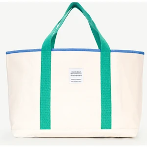 Huge Extra Large Linen Bag Green Ecru