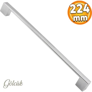 Gölcük Düz (224 mm - 22.4 cm) Krom Metal Mobilya Mutfak Dolabı Çekmece Dolap Kapak Kulpu Kulbu Kulpları