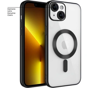 Apple iPhone 13 Uyumlu Kılıf Magsafe Glint Silikon Kılıf (Kablosuz Şarj Destekli) Siyah