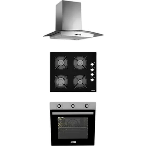 Iber 615 Inox/siyah 3'lü Ankastre Set [İBERINOX-GLS640SİYAH-615INOX]