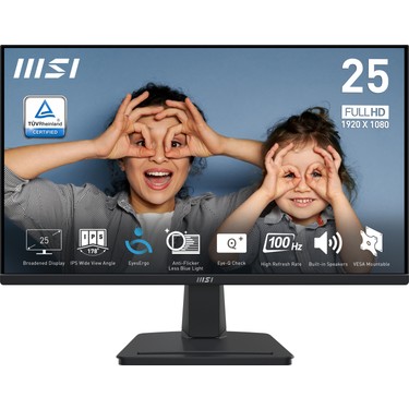 MSI PRO MP251P 24.5インチ モニター MSI 24.5 PRO MP251 1920x1080 (FHD) FLAT IPS 100HZ 1MS Fiyatı