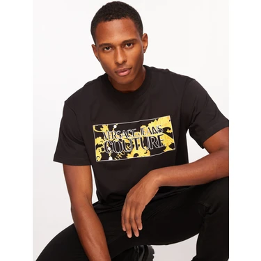 Tシャツ・カットソー VERSACE JEANS COUTURE Men T-shirt Black 75GAHE01CJ00E G89 Versace Jeans Couture T-Shirt Men Black