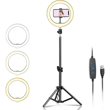 Coverzone 13 Inch Youtuber LED Işıklı Halka Telefon Tutuculu 13 Inch 26 cm Selfie/yayıncı/makyaj