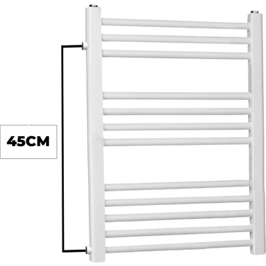 Toprak Havlupan 50 / 70 cm 10 Borulu Beyaz Yandan Girişli Havlupan Radyatör Banyo Isıtıcı Aks 45