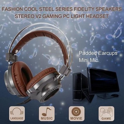 Moda Serin Çelik Serisi Sadakat Hoparlörler Stereo V2 Oyun Pc Işık Kulaklığı (Yurt Dışından)