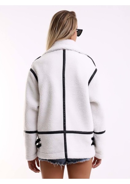 M2201 Kadın Oversize Tüylü Ceket - M2201 - Beyaz - ST01245-BEYAZ-M indirimleri