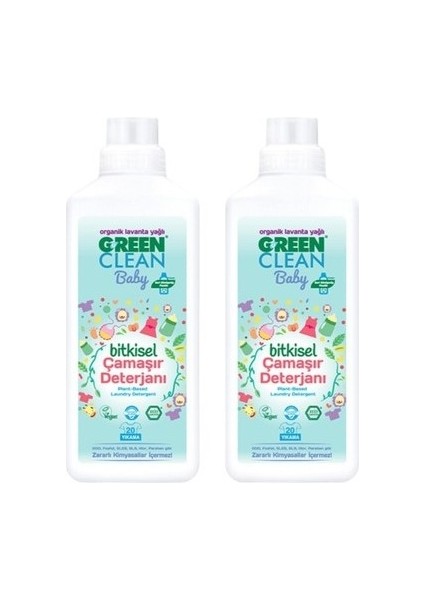 Green Clean Bitkisel Çamaşır Deterjanı Green Clean Baby 2X1000 ml Lavanta Yağlı