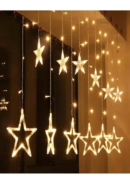 8 Fonksiyonlu Yıldız Perde Ledli 12 Sarkıt LED
