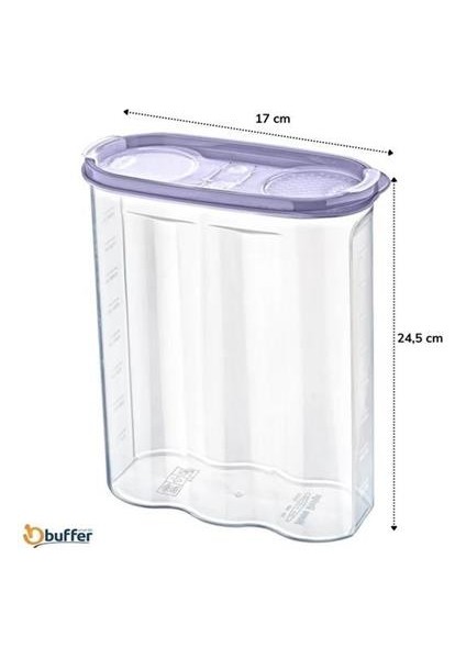 Petinka® 2 Kapaklı Ölçekli Erzak Kuru Gıda Saklama Kutusu Kabı 2,4 LITRE-SA940
