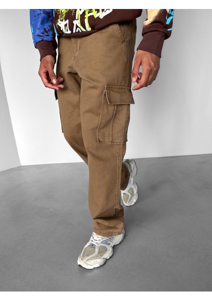 Erkek Baggy Fit Kargo Pantolon Kahverengi indirimleri