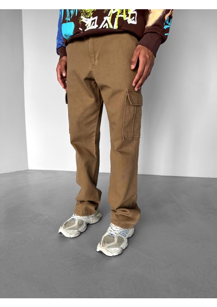 Erkek Baggy Fit Kargo Pantolon Kahverengi fiyatları