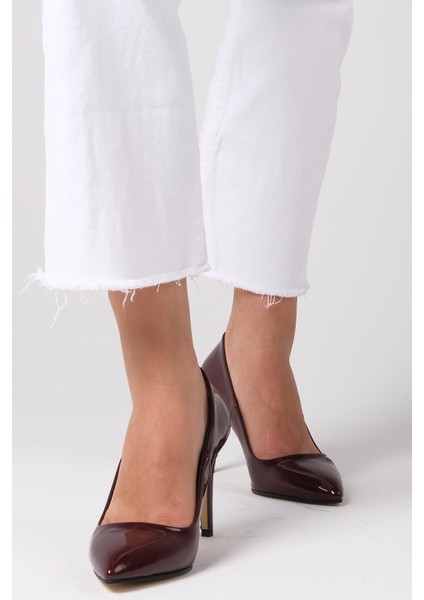 Basic Bordo Rugan Kadın Stiletto Topuklu Ayakkabı modelleri