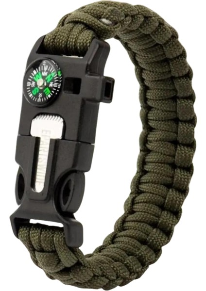 Paracord Pusulalı Survival Hayatta Kalma Kamp Bilekliği Düdüklü Ateş Başlatıcı Outdoor Aksesuar Gaddarın Bilekliği (Çağatay Ulusoyun bilekliği) Paracord İpli Hayatta Kalma Bilekliği Haki