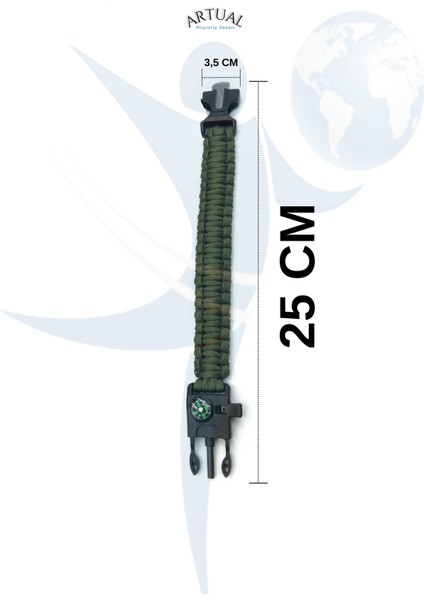 Paracord Pusulalı Survival Hayatta Kalma Kamp Bilekliği Düdüklü Ateş Başlatıcı Outdoor Aksesuar Gaddarın Bilekliği (Çağatay Ulusoyun bilekliği) Paracord İpli Hayatta Kalma Bilekliği Haki