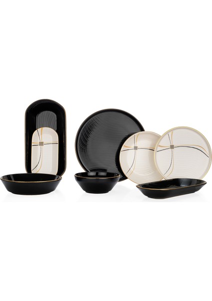 Haze Yemek Takımı 55 Parça Siyah