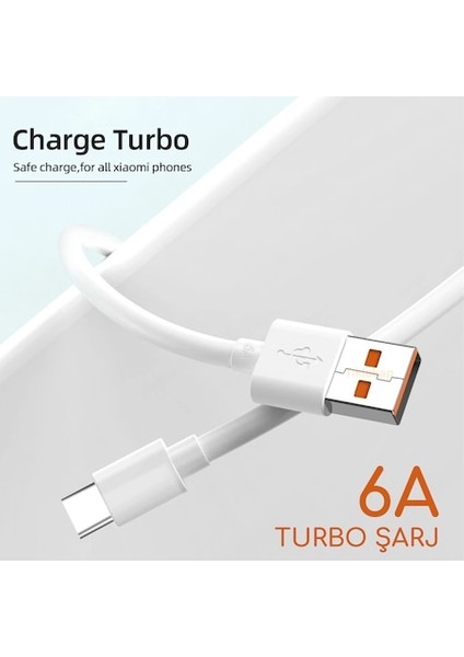 Mobilzone Xiaomi Turbo Hızlı Şarj Kablosu 6A Type-C