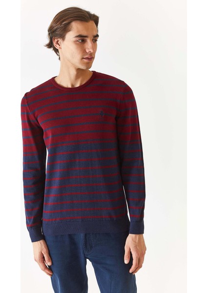 Bisiklet Yaka Slim Fit Bordo Erkek Kazak Fursa