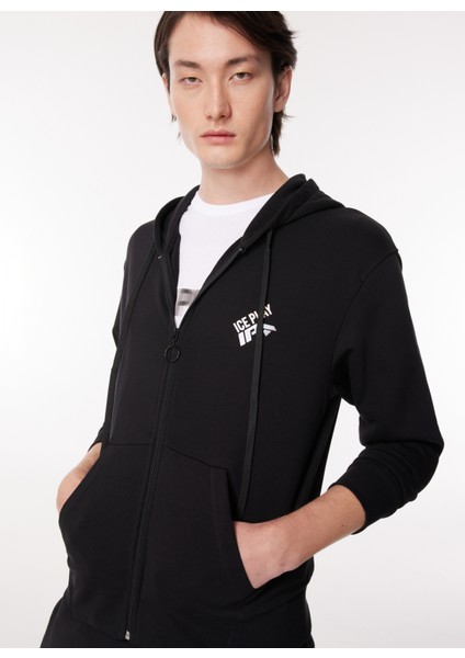 Kapüşon Yaka Siyah Erkek Sweatshırt 23IU1M0E014P417_FELPA